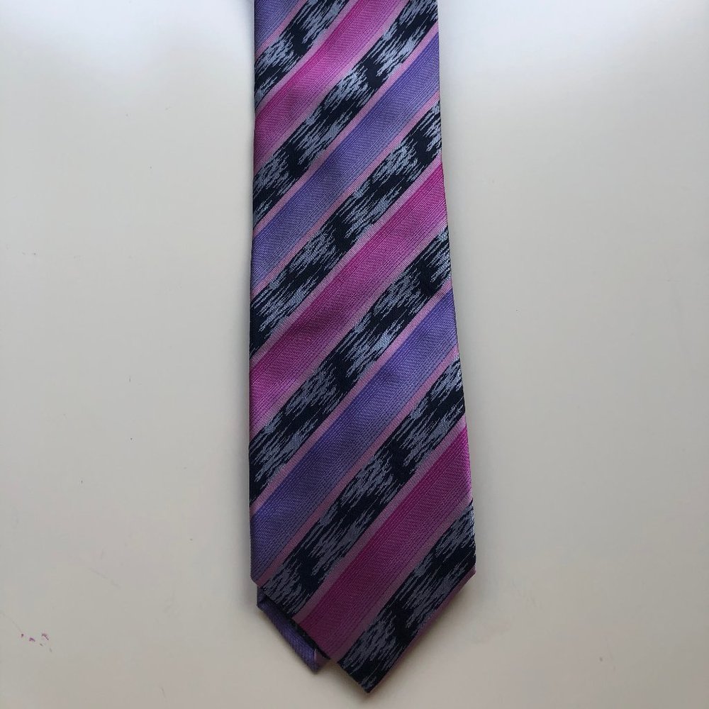 Missoni Purple Black Striped Silk Tie New $130